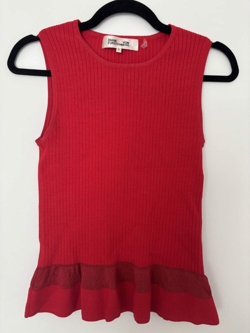 Diane Von Furstenberg Red Knit Top (Size P)